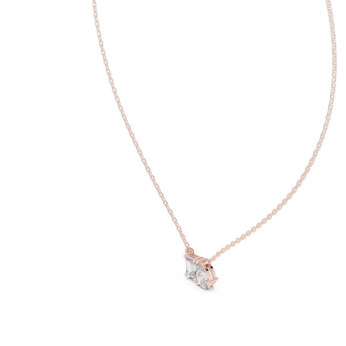 0.96ct TW Emerald and Pear Lab-Grown Diamond Toi et Moi Pendant Necklace