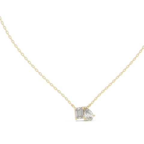 0.96ct TW Emerald and Pear Lab-Grown Diamond Toi et Moi Pendant Necklace