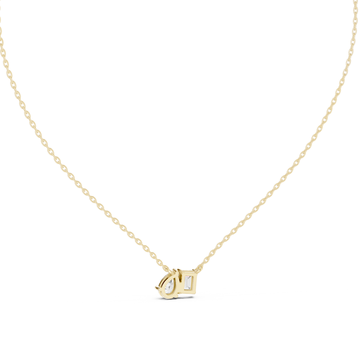0.96ct TW Emerald and Pear Lab-Grown Diamond Toi et Moi Pendant Necklace