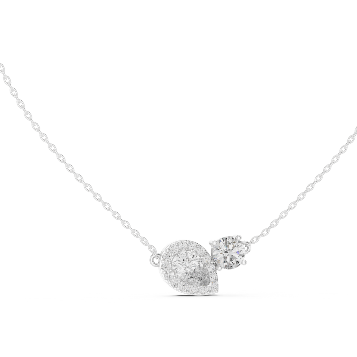 2.42ct TW Pear and Round Lab-Grown Diamond Cluster Pendant Necklace