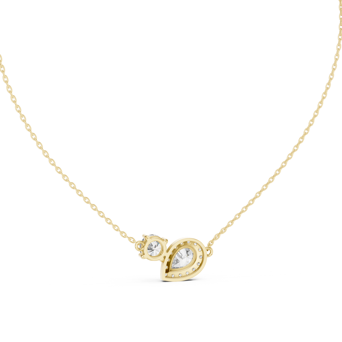 2.42ct TW Pear and Round Lab-Grown Diamond Cluster Pendant Necklace