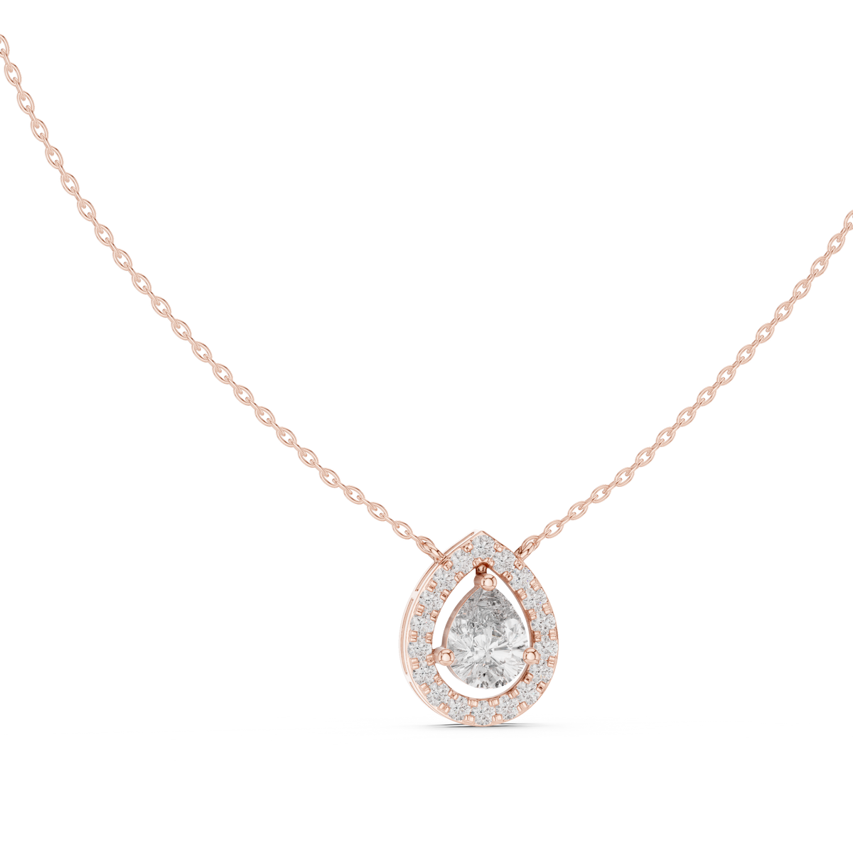 1.95ct TW Pear Lab-Grown Diamond Halo Pendant Necklace