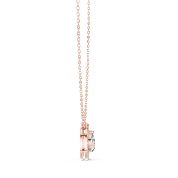 1.95ct TW Pear Lab-Grown Diamond Halo Pendant Necklace