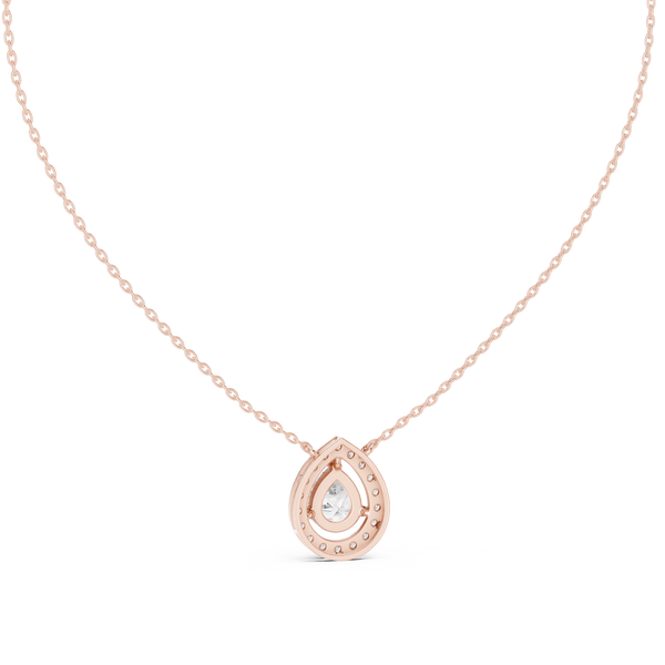 1.95ct TW Pear Lab-Grown Diamond Halo Pendant Necklace