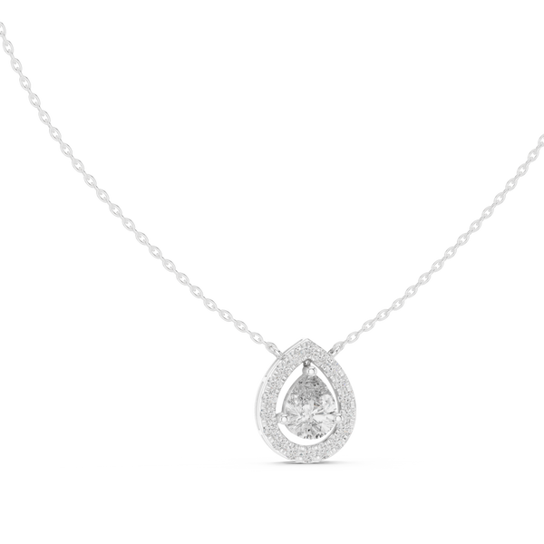 1.95ct TW Pear Lab-Grown Diamond Halo Pendant Necklace