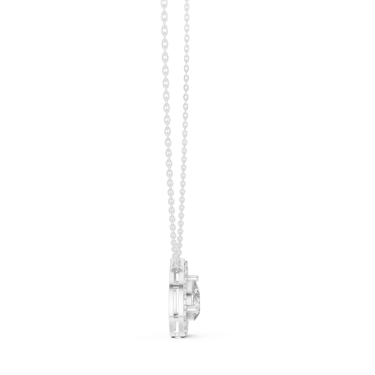 1.95ct TW Pear Lab-Grown Diamond Halo Pendant Necklace