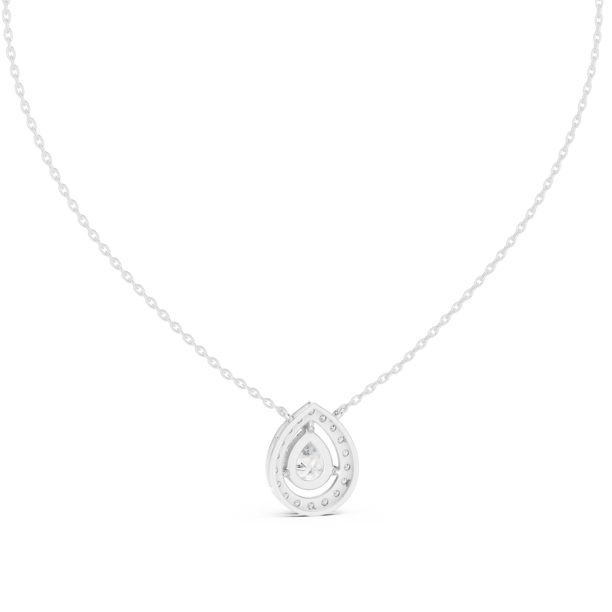 1.95ct TW Pear Lab-Grown Diamond Halo Pendant Necklace