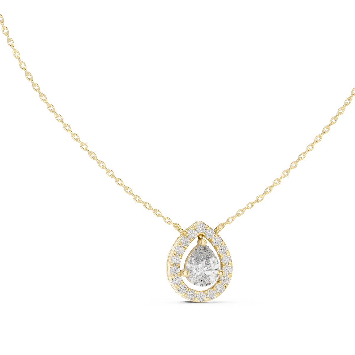 1.95ct TW Pear Lab-Grown Diamond Halo Pendant Necklace
