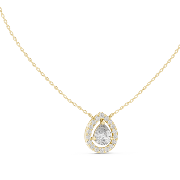 1.95ct TW Pear Lab-Grown Diamond Halo Pendant Necklace