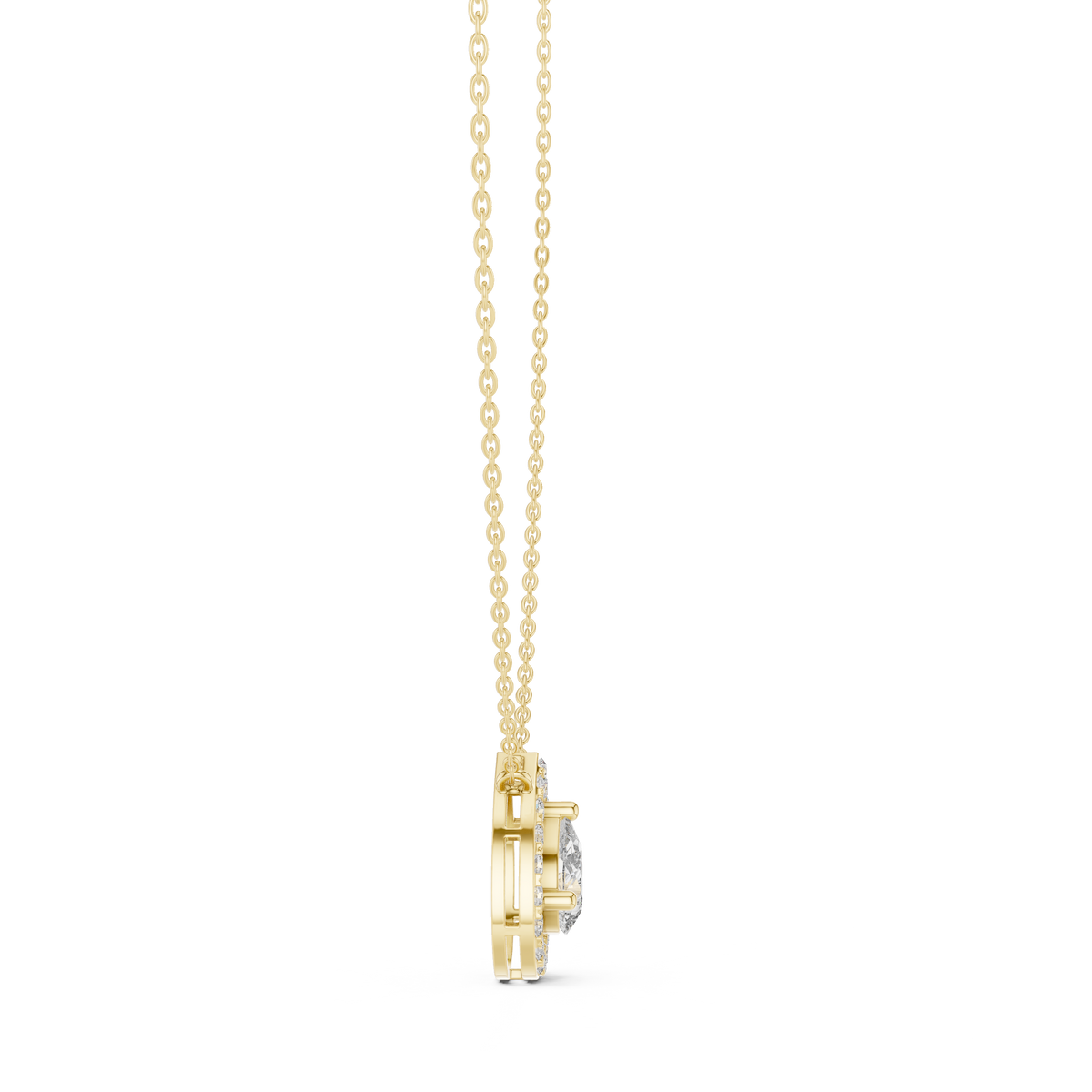 1.95ct TW Pear Lab-Grown Diamond Halo Pendant Necklace