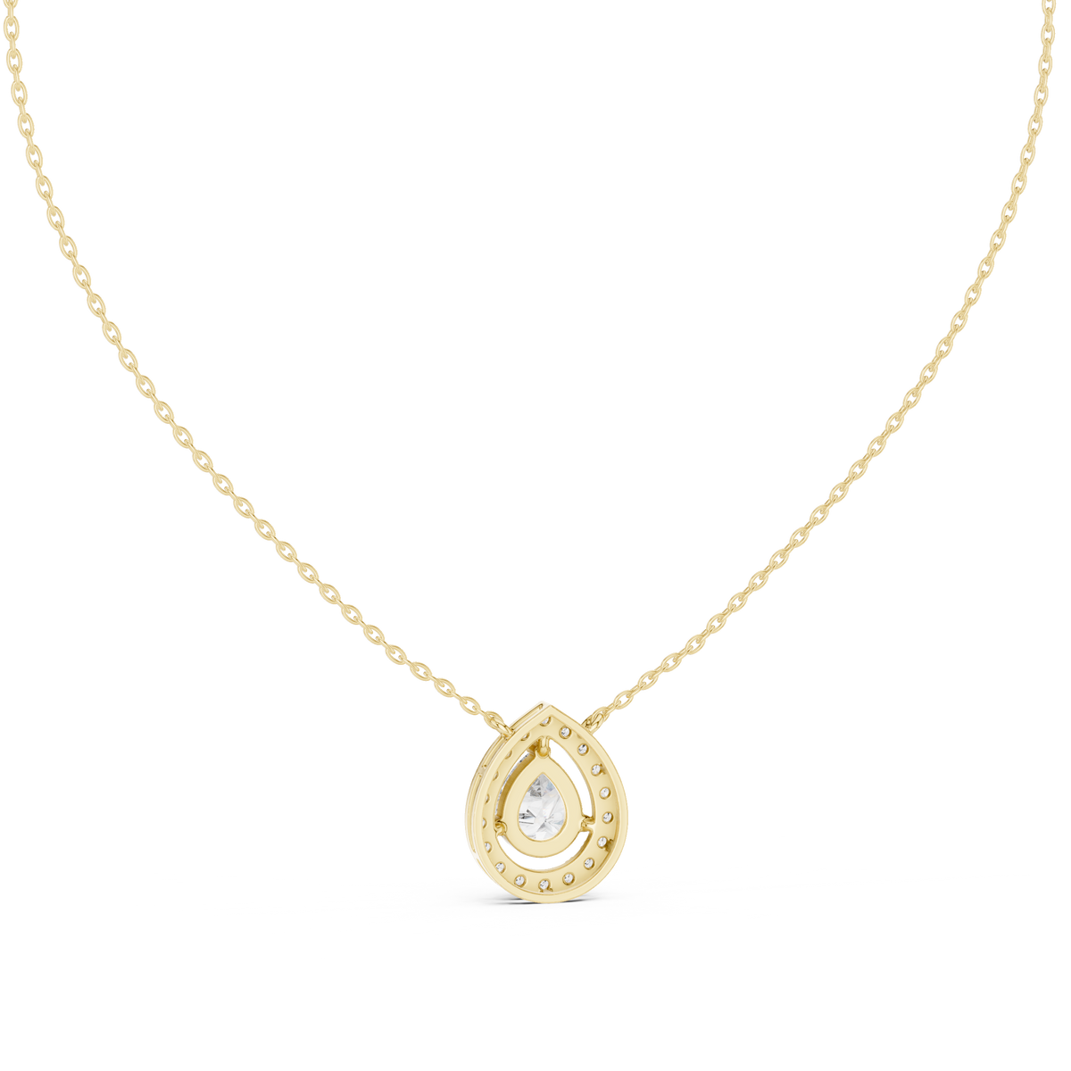 1.95ct TW Pear Lab-Grown Diamond Halo Pendant Necklace