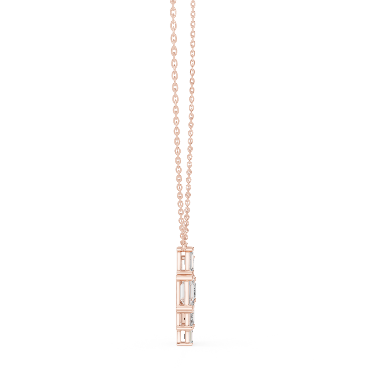 3.86ct TW Emerald Cut Lab-Grown Diamond Cluster Pendant Necklace