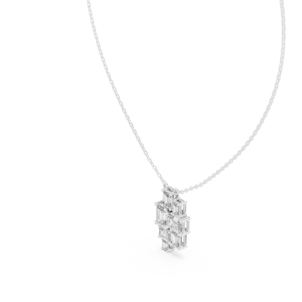 3.86ct TW Emerald Cut Lab-Grown Diamond Cluster Pendant Necklace