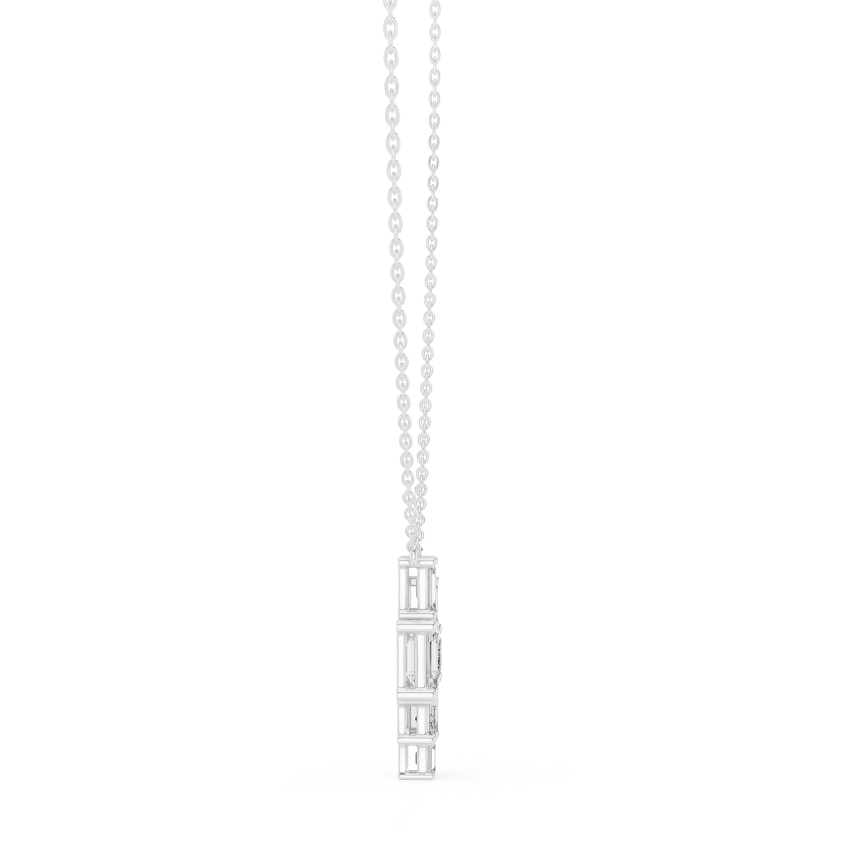 3.86ct TW Emerald Cut Lab-Grown Diamond Cluster Pendant Necklace
