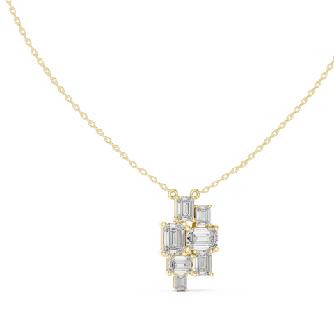 3.86ct TW Emerald Cut Lab-Grown Diamond Cluster Pendant Necklace