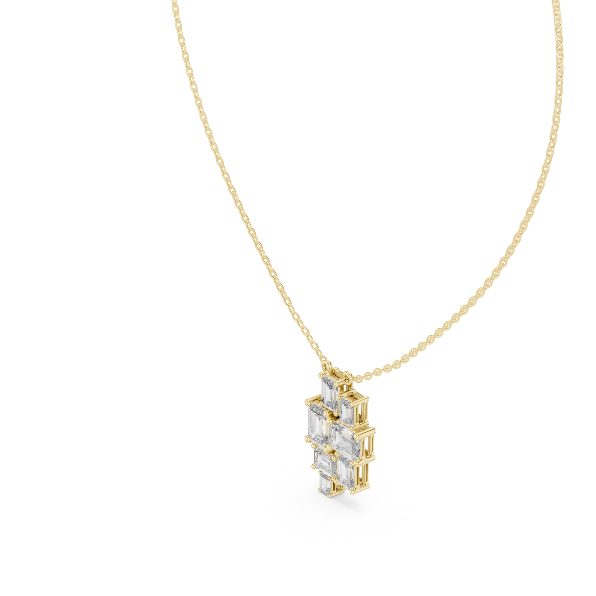 3.86ct TW Emerald Cut Lab-Grown Diamond Cluster Pendant Necklace