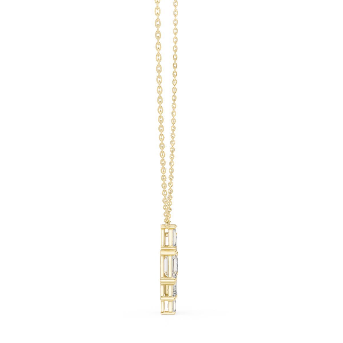 3.86ct TW Emerald Cut Lab-Grown Diamond Cluster Pendant Necklace