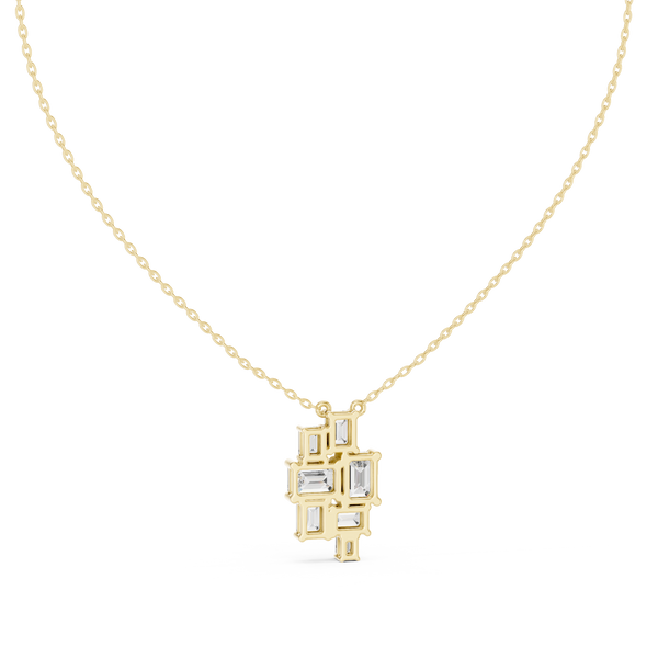 3.86ct TW Emerald Cut Lab-Grown Diamond Cluster Pendant Necklace