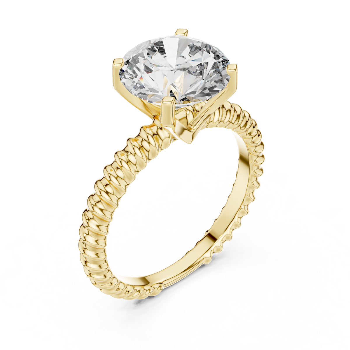 2.8ct TW Round Lab-Grown Diamond Twisted Rope Band Solitaire Ring