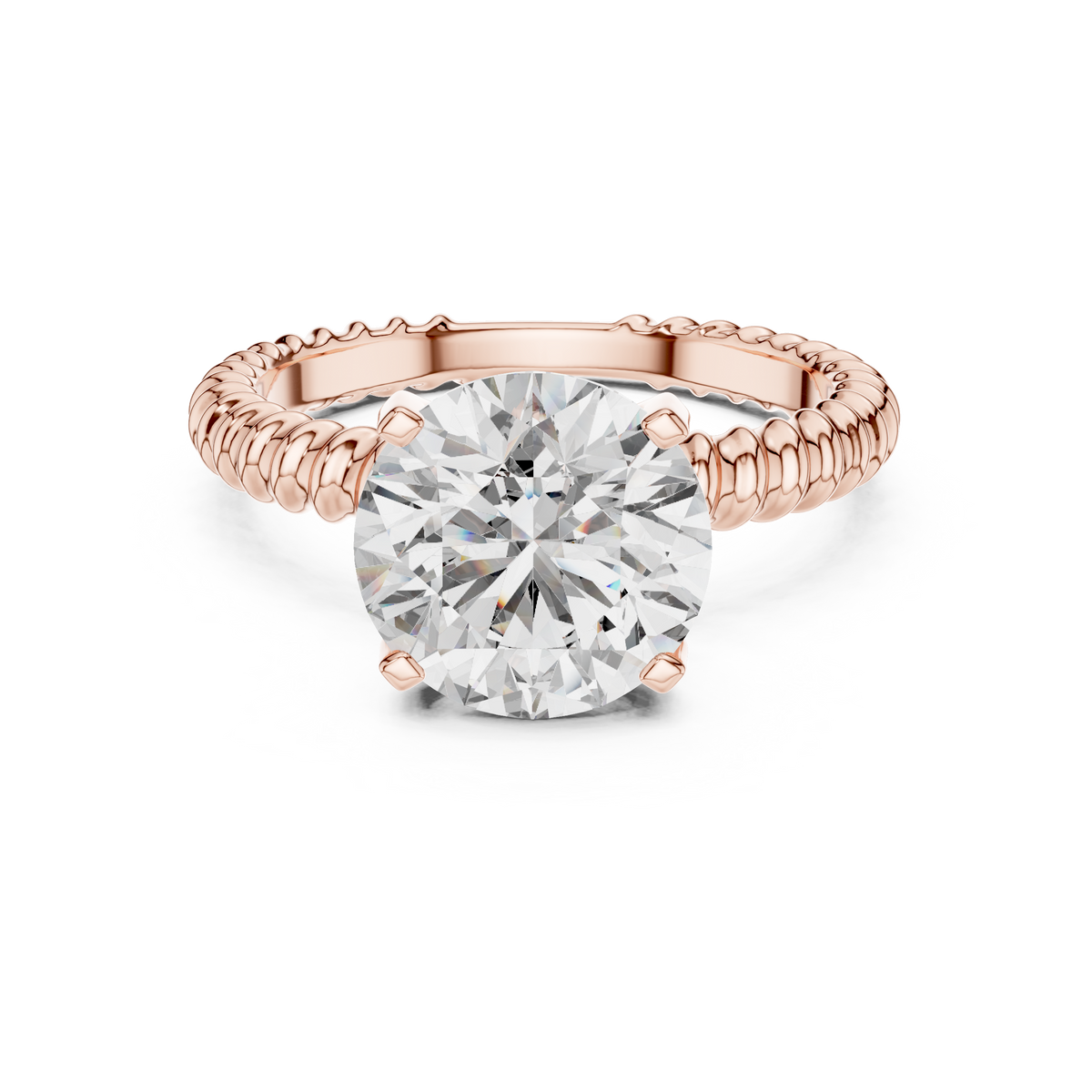 2.8ct TW Round Lab-Grown Diamond Twisted Rope Band Solitaire Ring