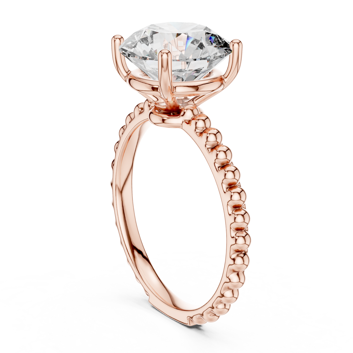 2.8ct TW Round Lab-Grown Diamond Beaded Band Solitaire Ring