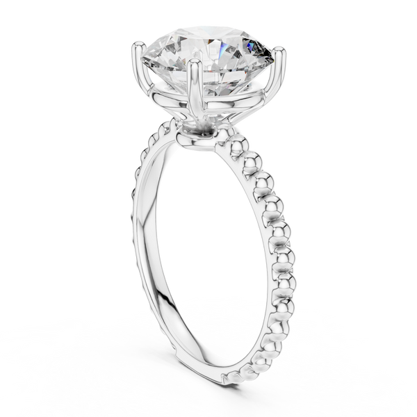 2.8ct TW Round Lab-Grown Diamond Beaded Band Solitaire Ring