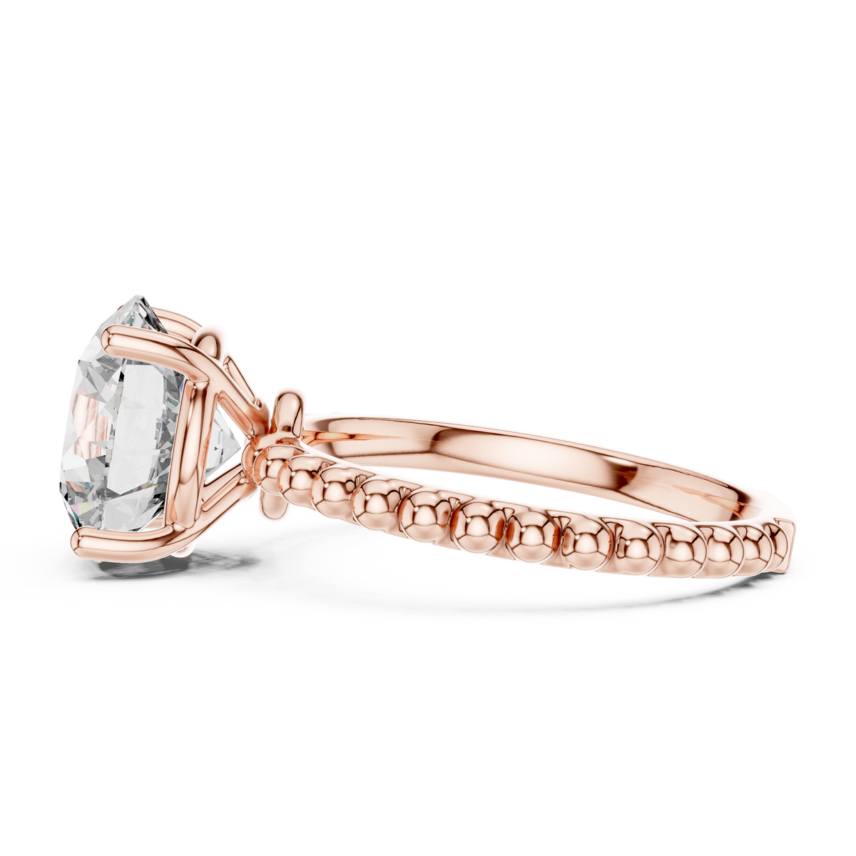 2.8ct TW Round Lab-Grown Diamond Beaded Band Solitaire Ring