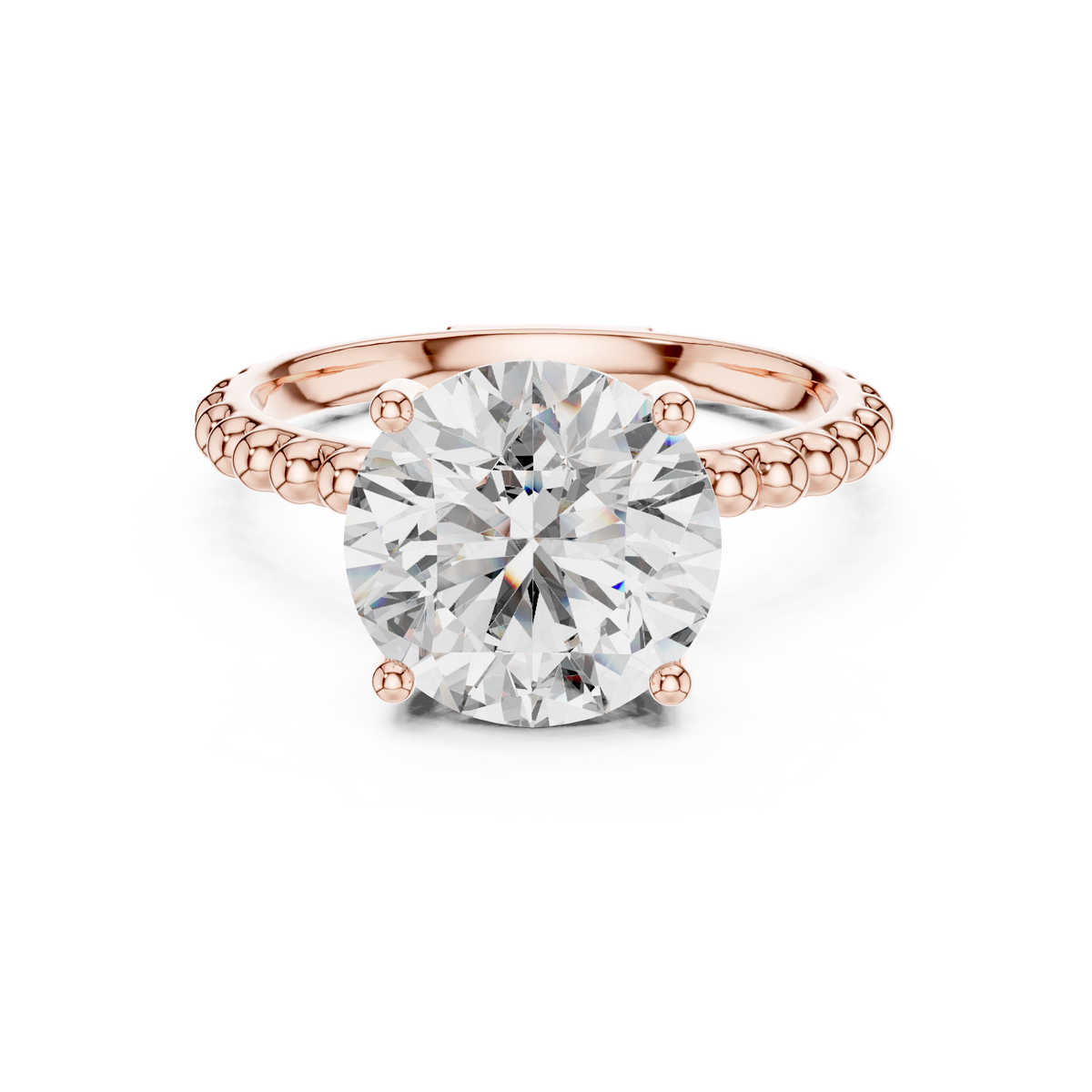 2.8ct TW Round Lab-Grown Diamond Beaded Band Solitaire Ring