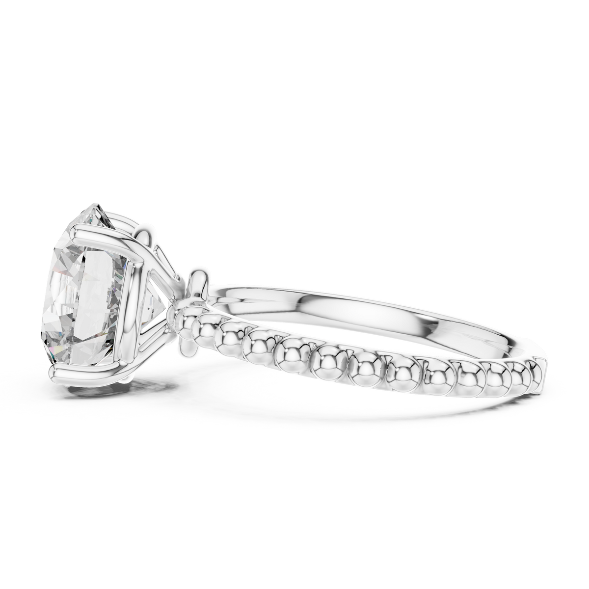 2.8ct TW Round Lab-Grown Diamond Beaded Band Solitaire Ring