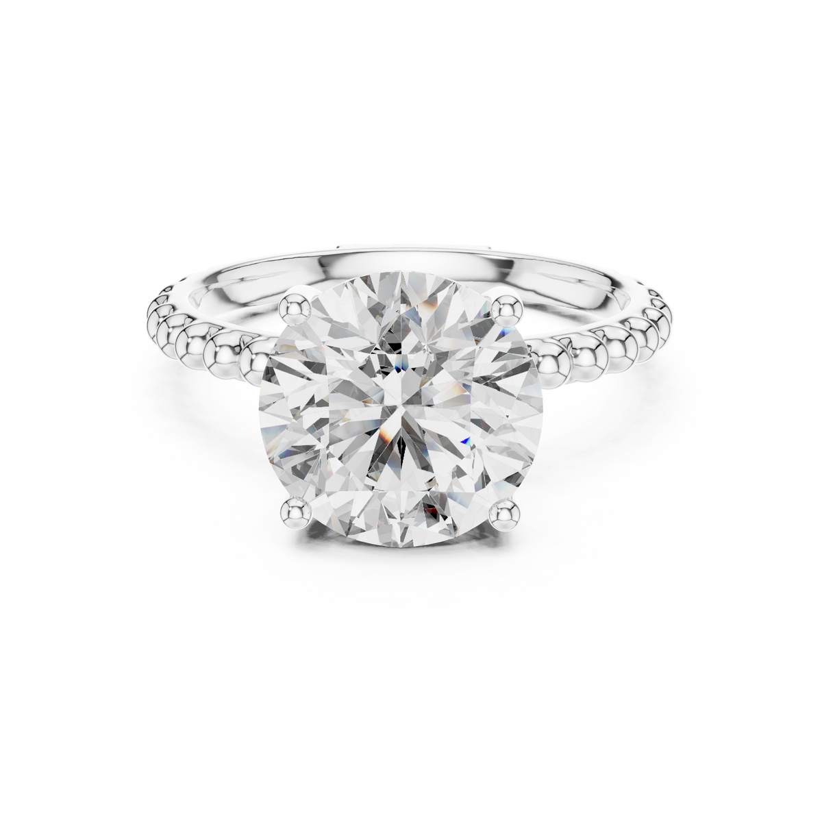2.8ct TW Round Lab-Grown Diamond Beaded Band Solitaire Ring