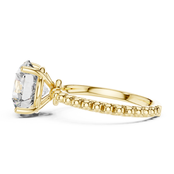2.8ct TW Round Lab-Grown Diamond Beaded Band Solitaire Ring