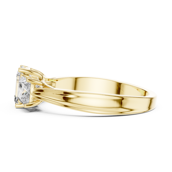 1.16ct TW Emerald Cut Lab-Grown Diamond Princess Three Stone Ring