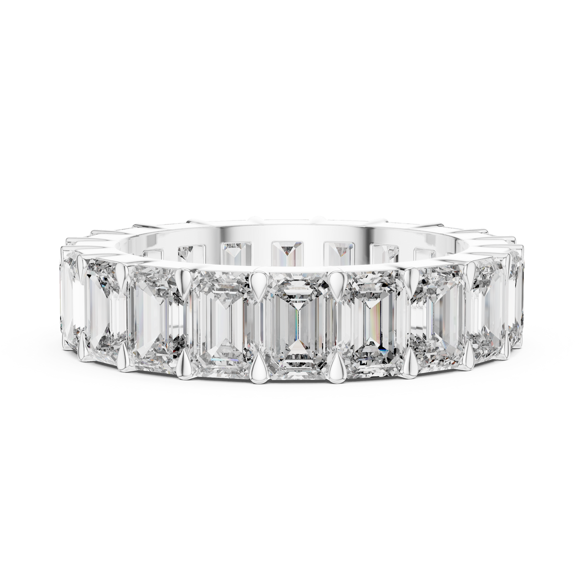 5.64ct TW Emerald Lab-Grown Diamond Eternity Ring