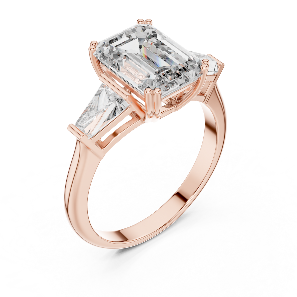 3.5ct TW Emerald Cut Lab-Grown Diamond Three Stone Ring
