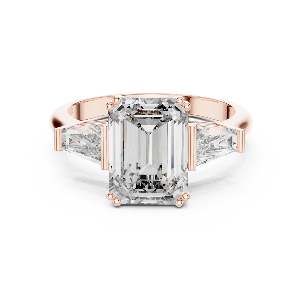 3.5ct TW Emerald Cut Lab-Grown Diamond Three Stone Ring