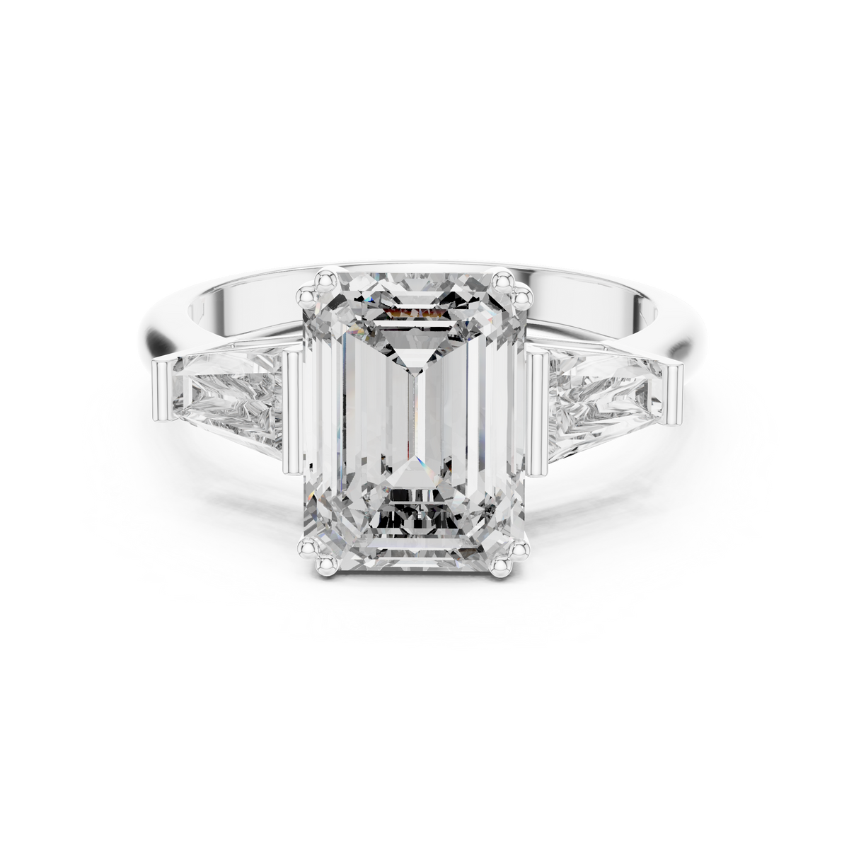 3.5ct TW Emerald Cut Lab-Grown Diamond Three Stone Ring