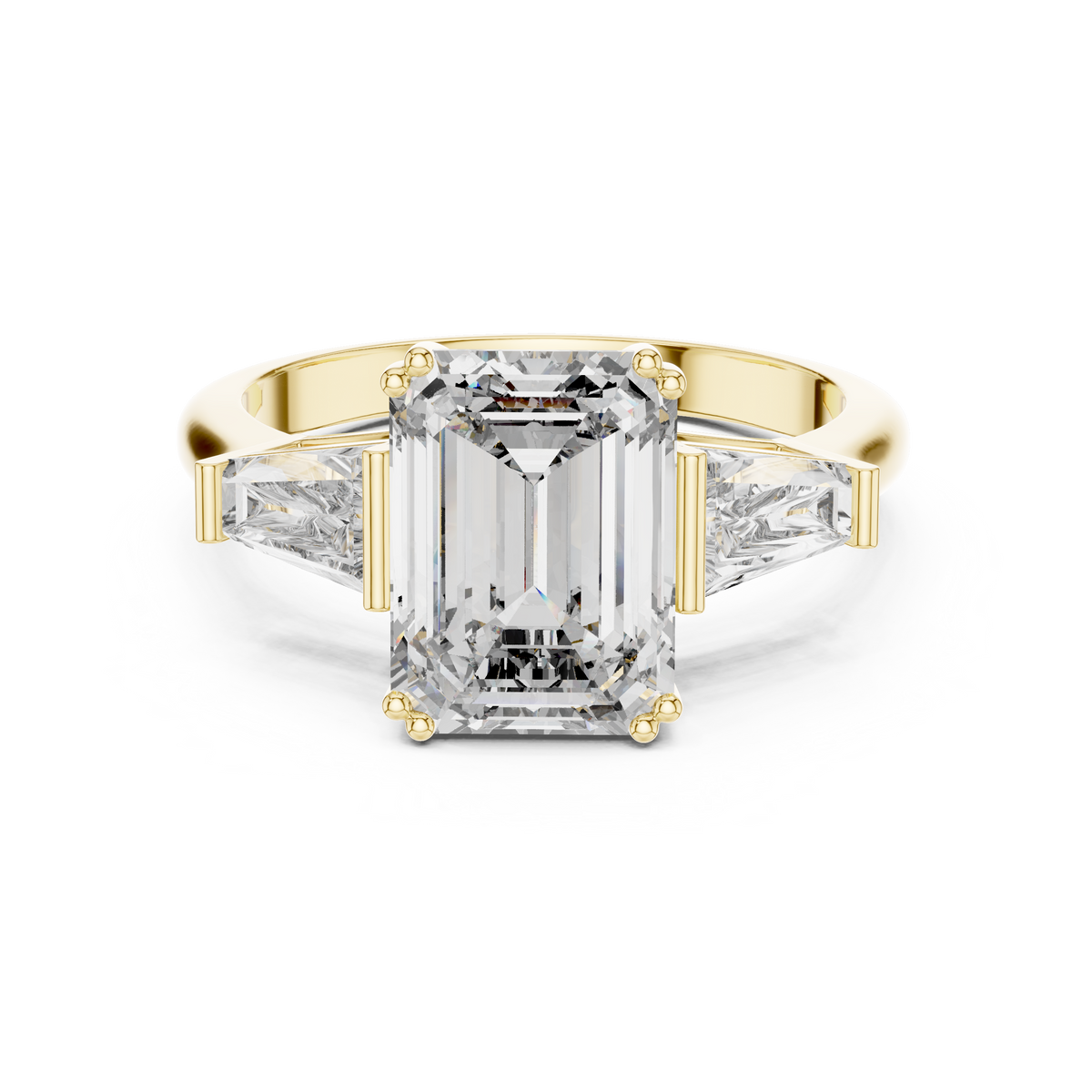 3.5ct TW Emerald Cut Lab-Grown Diamond Three Stone Ring
