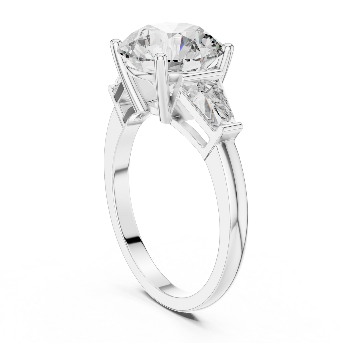 4.17ct TW Round and Baguette Lab-Grown Diamond Three Stone Ring