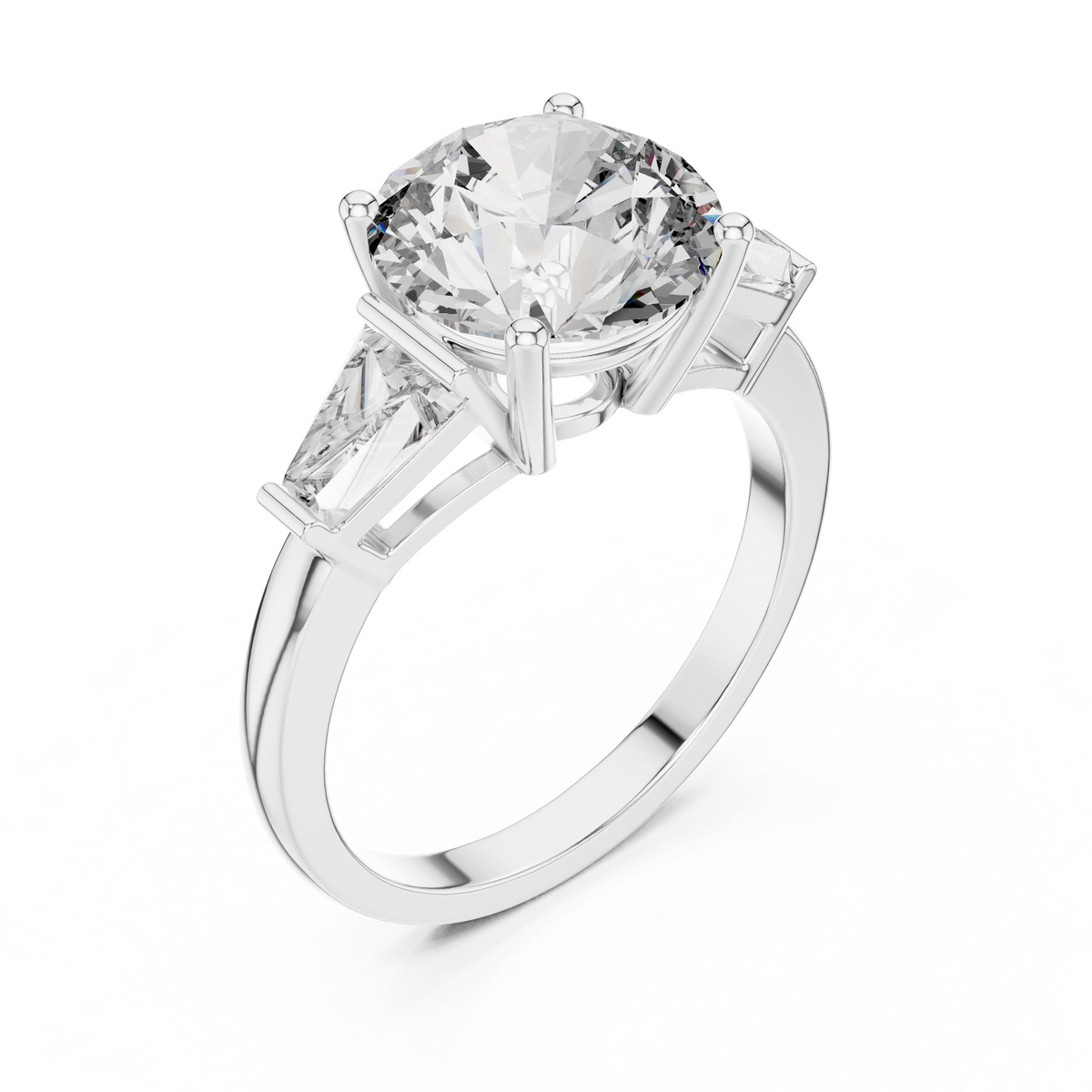 4.17ct TW Round and Baguette Lab-Grown Diamond Three Stone Ring