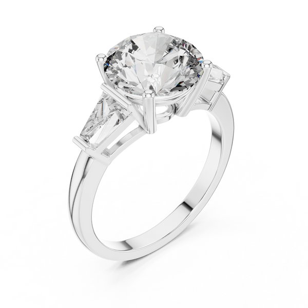 4.17ct TW Round and Baguette Lab-Grown Diamond Three Stone Ring