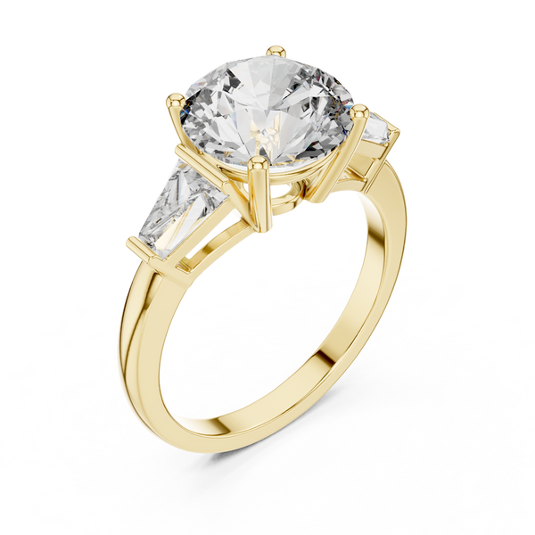 4.17ct TW Round and Baguette Lab-Grown Diamond Three Stone Ring