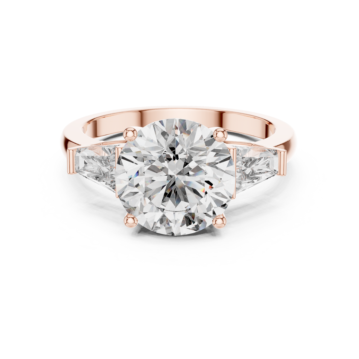 4.17ct TW Round and Baguette Lab-Grown Diamond Three Stone Ring