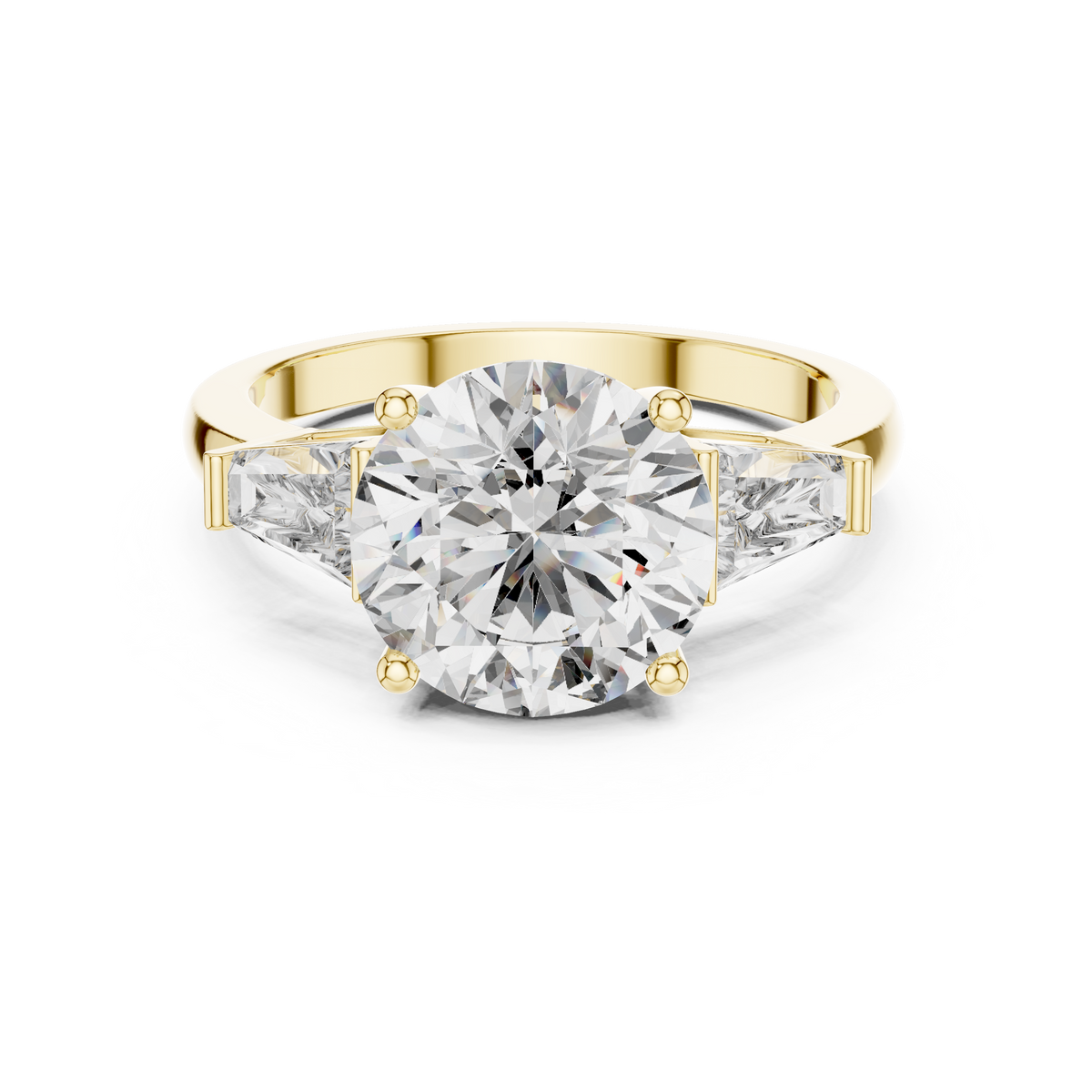 4.17ct TW Round and Baguette Lab-Grown Diamond Three Stone Ring