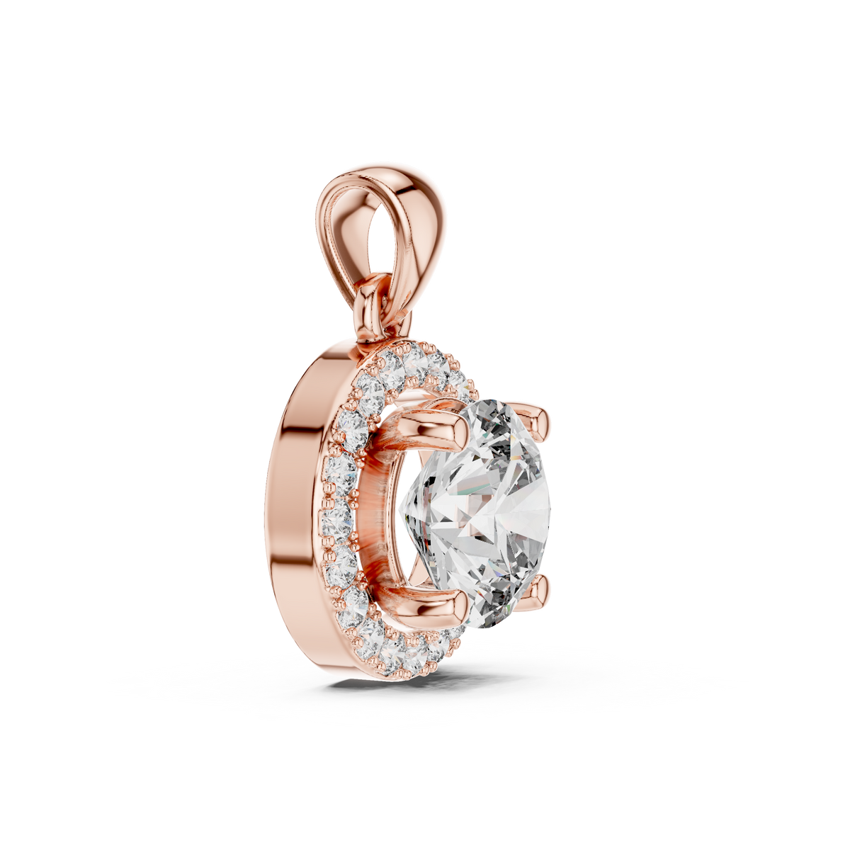 1.2ct TW Round Lab-Grown Diamond Halo Pendant Necklace