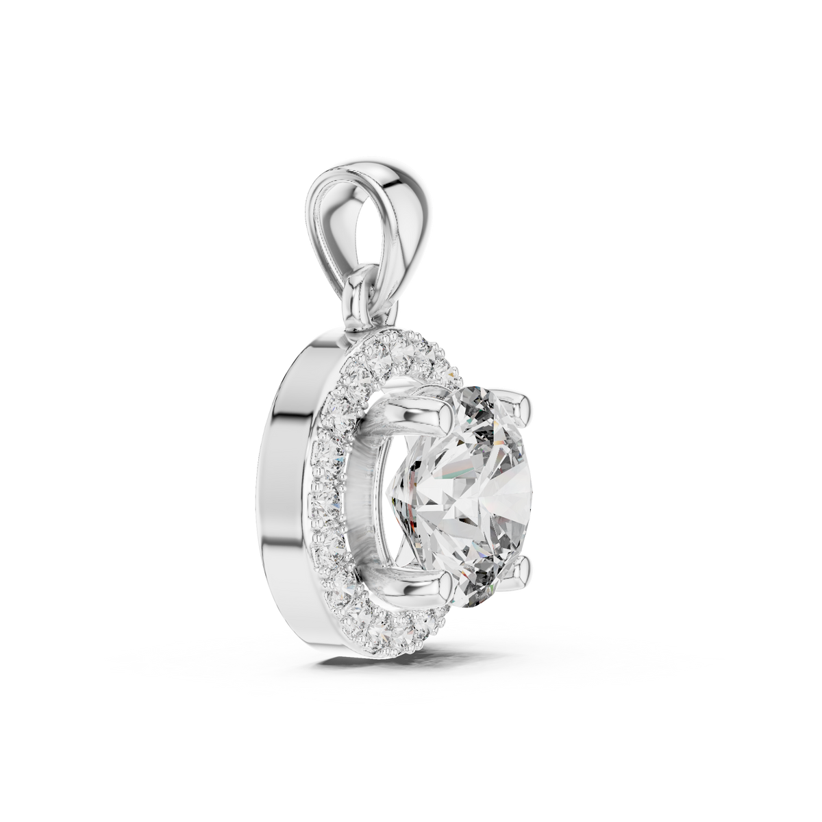 1.2ct TW Round Lab-Grown Diamond Halo Pendant Necklace