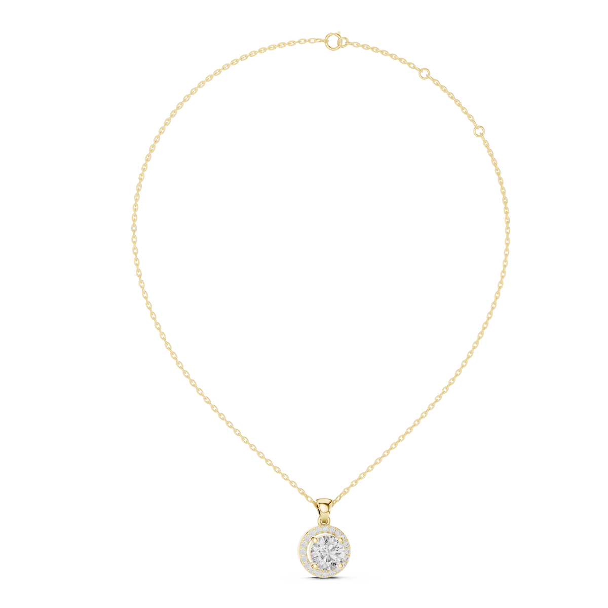 1.2ct TW Round Lab-Grown Diamond Halo Pendant Necklace