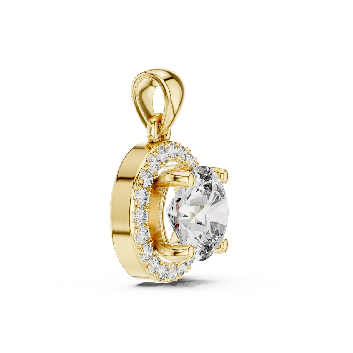 1.2ct TW Round Lab-Grown Diamond Halo Pendant Necklace