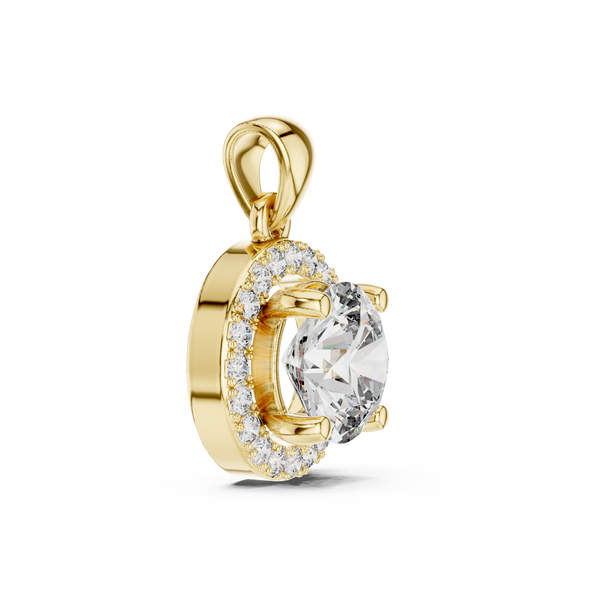 1.2ct TW Round Lab-Grown Diamond Halo Pendant Necklace