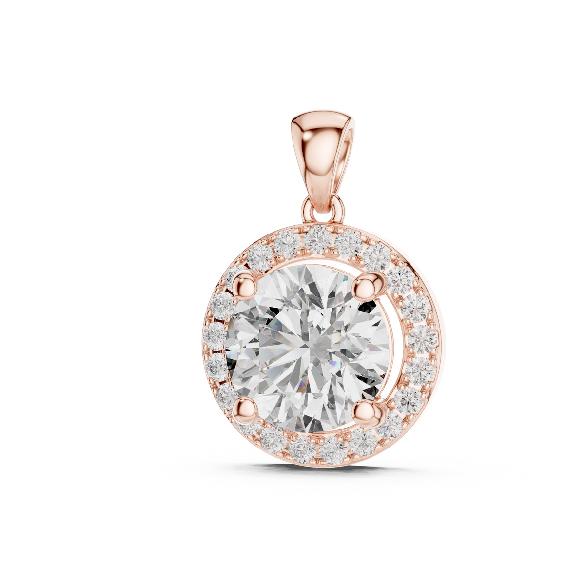 3.22ct TW Round Lab-Grown Diamond Halo Pendant Necklace