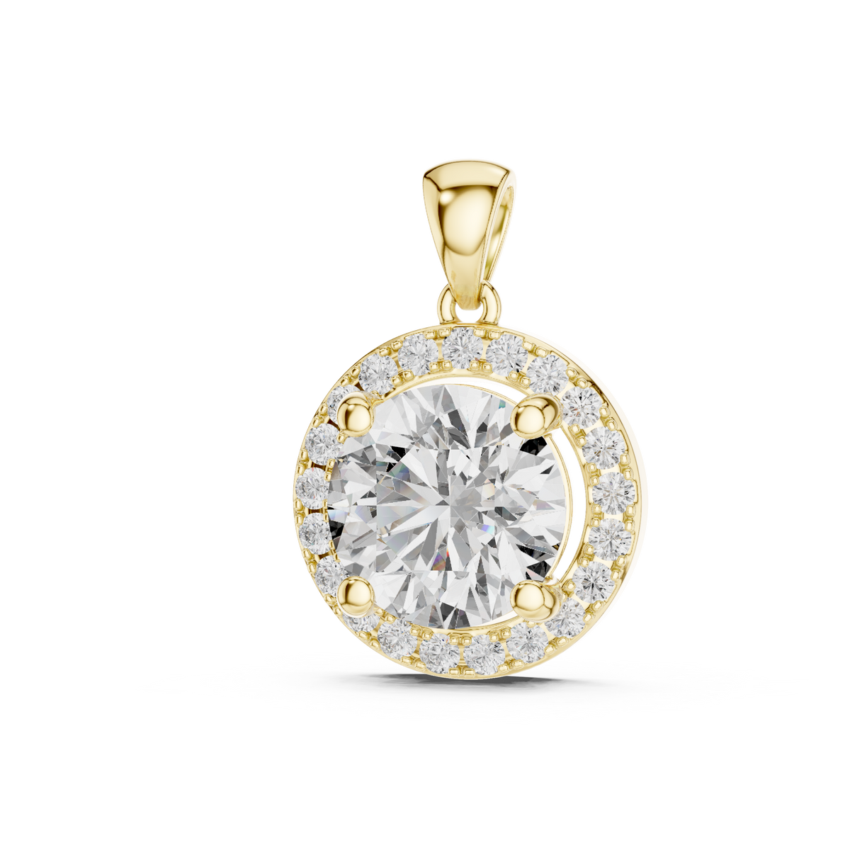 3.22ct TW Round Lab-Grown Diamond Halo Pendant Necklace